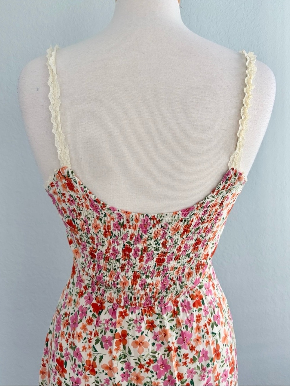 Commense NWT Floral Print Lace Trim Cami Midi Dress - Picture 10 of 15